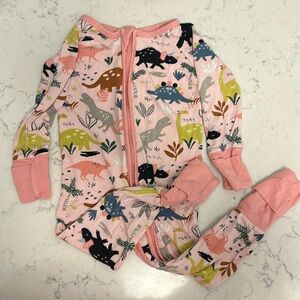 Little Sleepies Zippy, 6-12m, Pink Dinosaurs